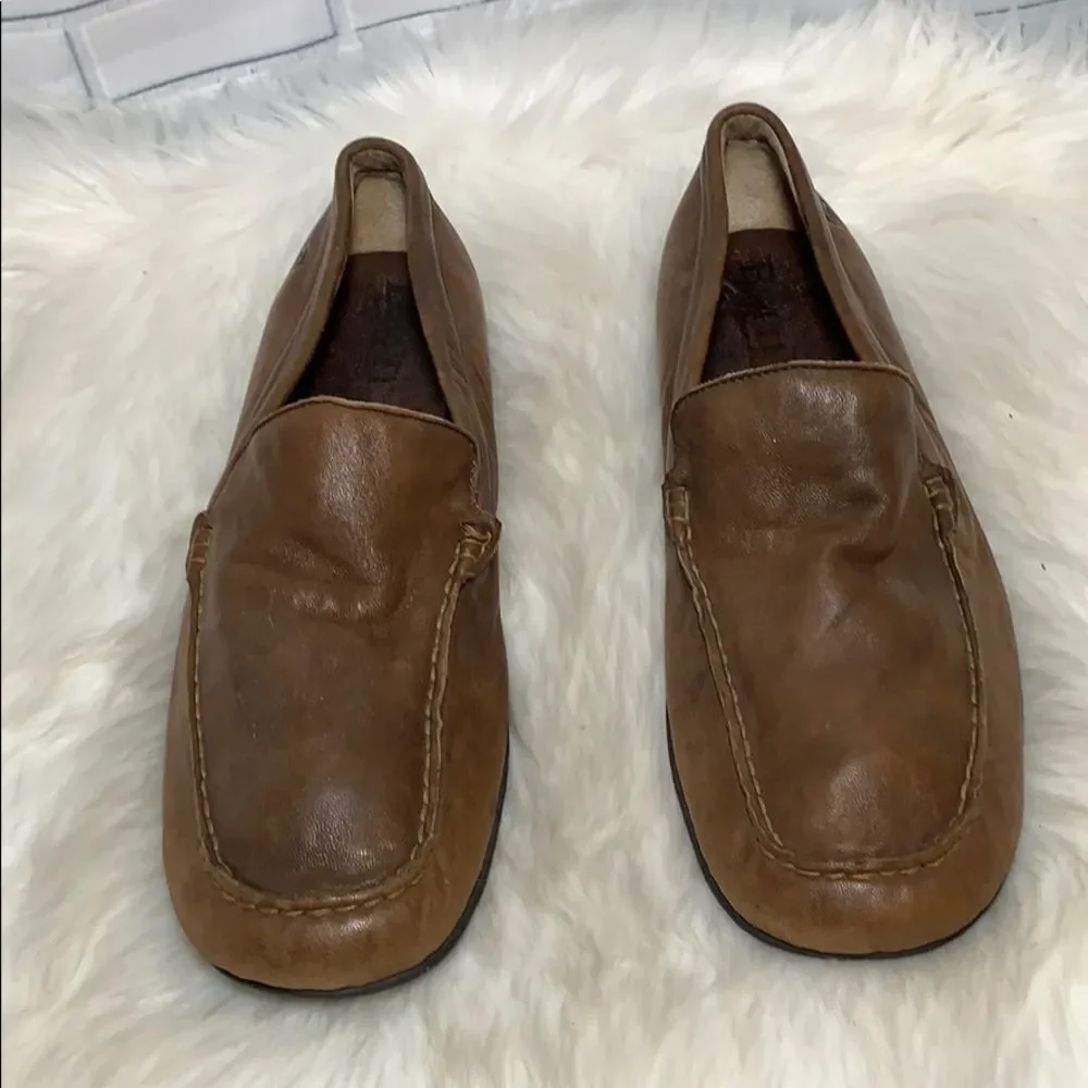Born Mens Brown Kid Leather Slip‎ On Loafer Size 12